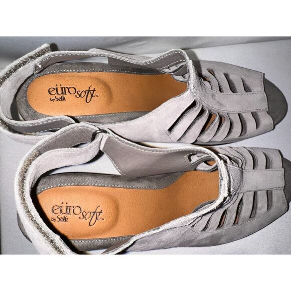 EURO Soft by SOFFT Size 10M Lgt Gray Suede Comfort Strappy VESTA Heels Sandals - Picture 8 of 9